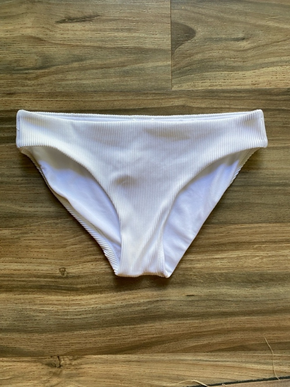 Roxy White Love the Sun Ray Ribbed Bikini Bottom